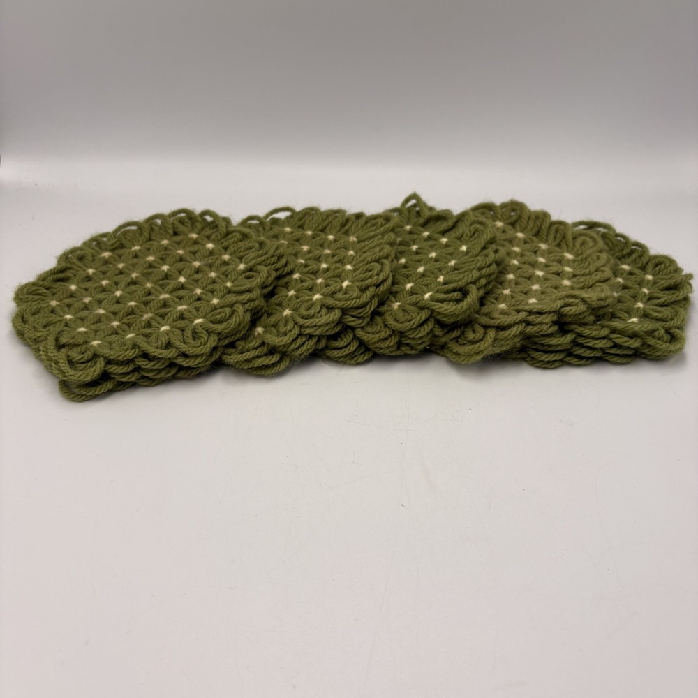 Grandma Core Vintage Crochet Coasters Potholder Retro 70 Kitchen Trivet Handmade
